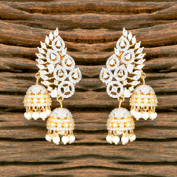 Cubic Zirconia Classic Jhumki With 2 Tone Rhodium Plating 431477