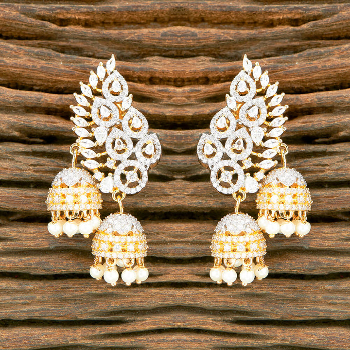 Cubic Zirconia Classic Jhumki With 2 Tone Rhodium Plating 431477