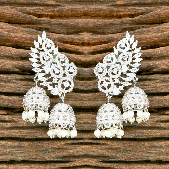 Cubic Zirconia Classic Jhumki With 2 Tone Rhodium Plating 431477