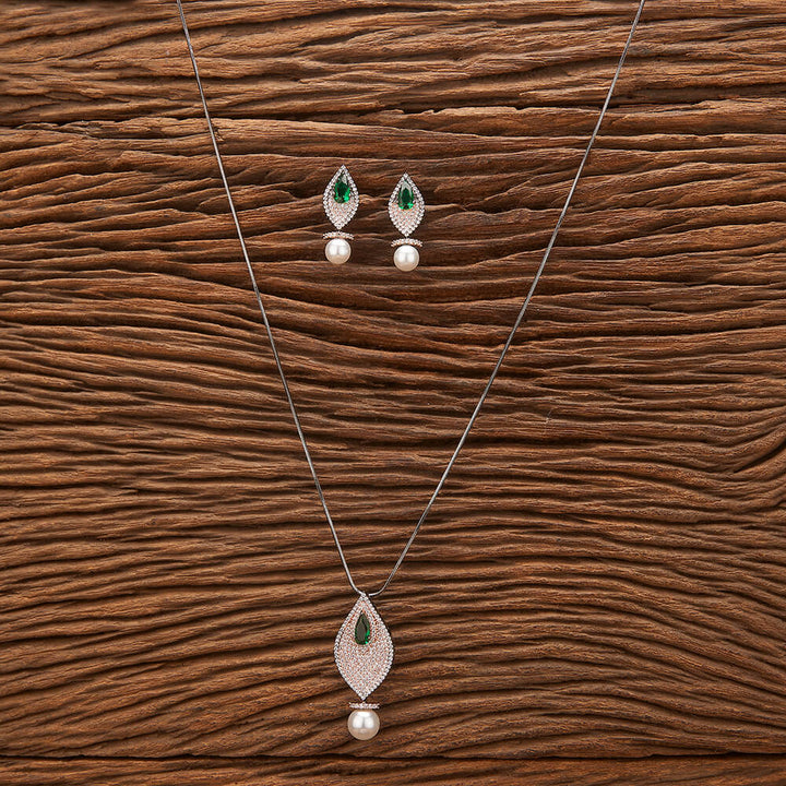 Cubic Zirconia Classic Pendant Set With Black Rose Plating 431505