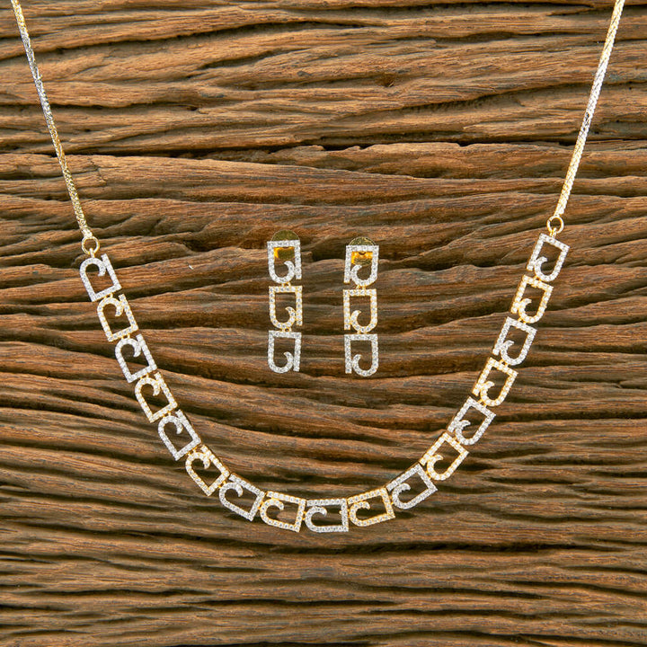 Cubic Zirconia Classic Necklace With 2 Tone Plating 431535