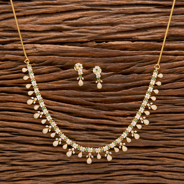 Cz South Indian Necklace With Gold Plating 431602