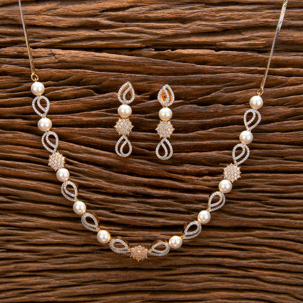 Cz Moti Necklace With Rhodium 2 Tone Plating 431734