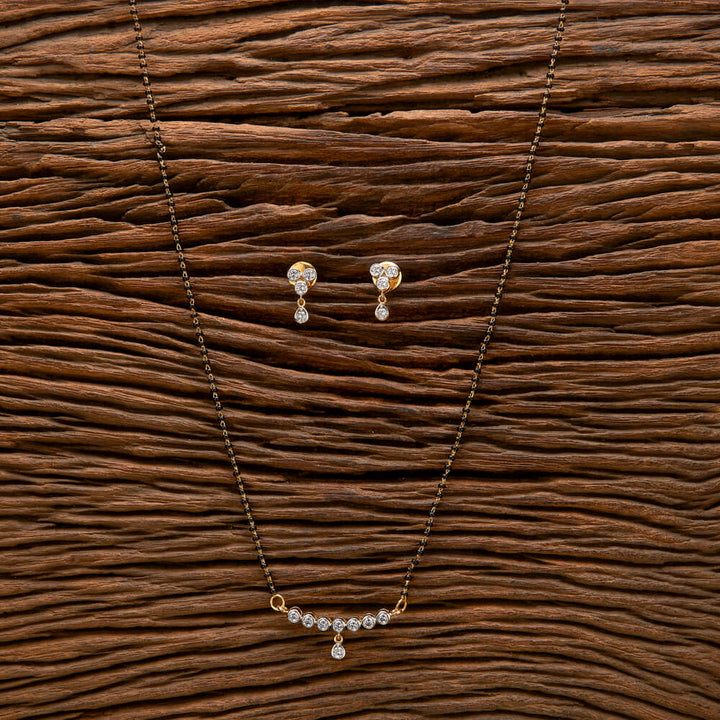 Cz Delicate Mangalsutra With Rhodium 2 Tone Plating 431792