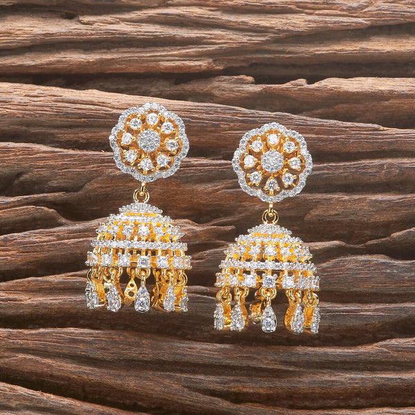 Cz Classic Jhumki With Black 2 Tone Rhodium Plating 431903