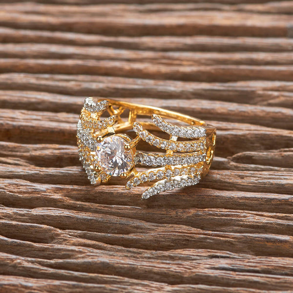 Cz Adjustable Ring With Black 2 Tone Rhodium Plating 431910