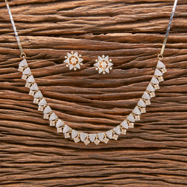 Cubic Zirconia Delicate Necklace With 2 Tone Rhodium Plating 431930