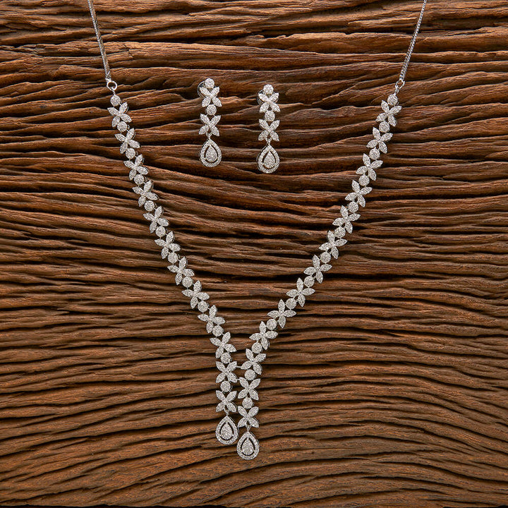 Cubic Zirconia Classic Necklace With 2 Tone Rhodium Plating 431934