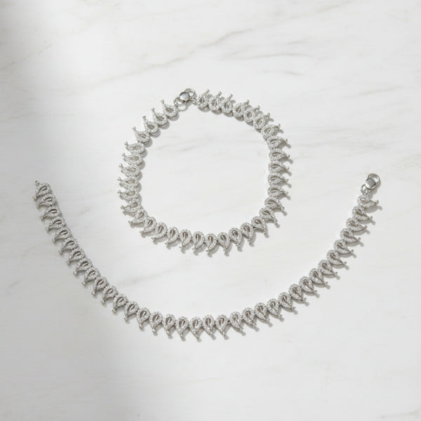 432003 Cubic Zirconia Classic Payal With 2 Tone Rhodium Plating