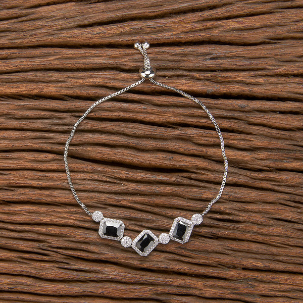 432094 Cubic Zirconia Adjustable Bracelet With Mehndi Plating
