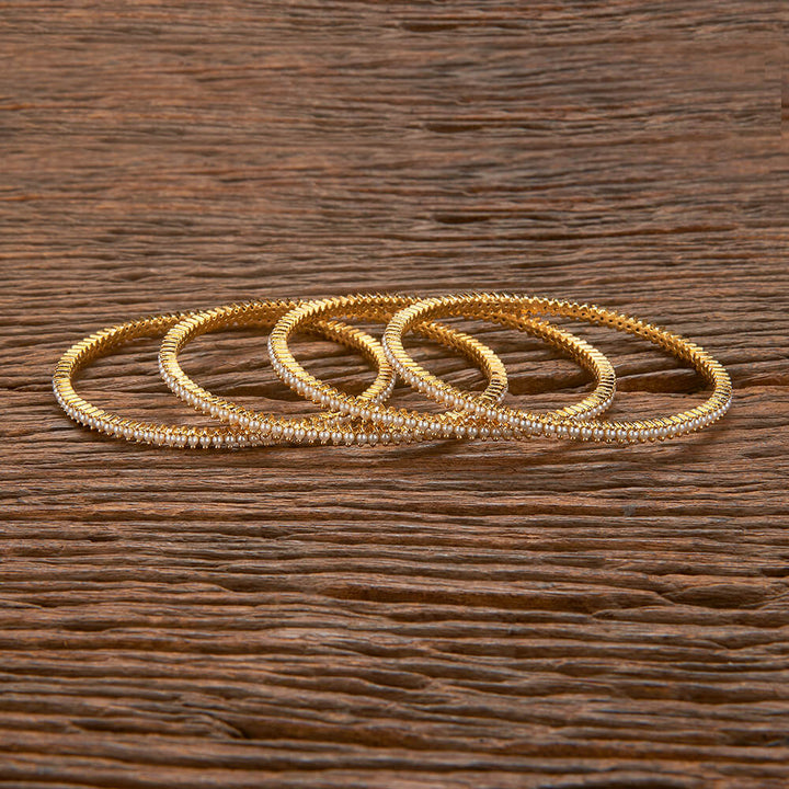 Cubic Zirconia Moti Bangles With Gold Plating 432246