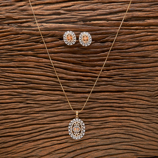 American Diamond Classic Pendant Set With 2 Tone Plating 432255