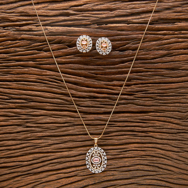 American Diamond Classic Pendant Set With 2 Tone Plating 432255