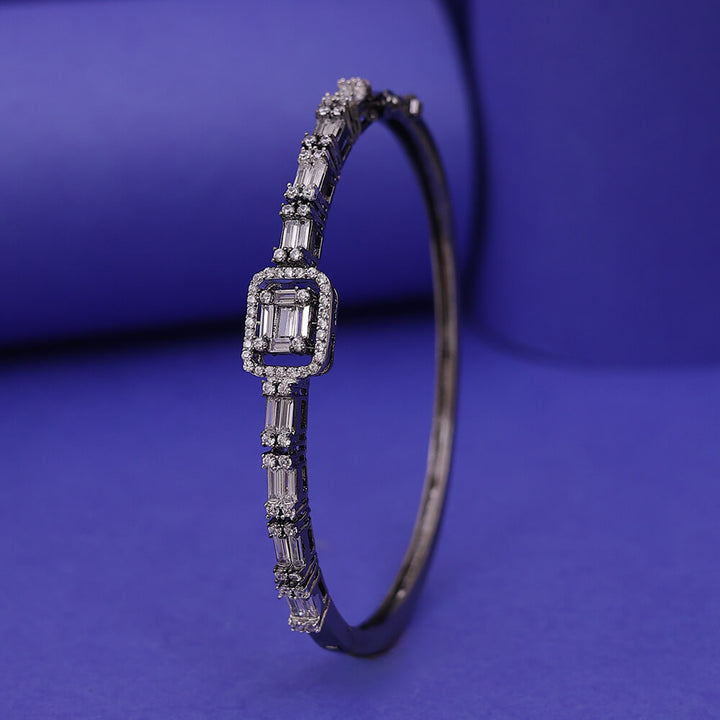 Cz Openable Kada With Black Rhodium 2 Tone Plating 432259