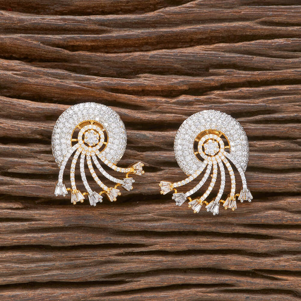 432308 American Diamond Classic Earring With 2 Tone Rhodium Plating