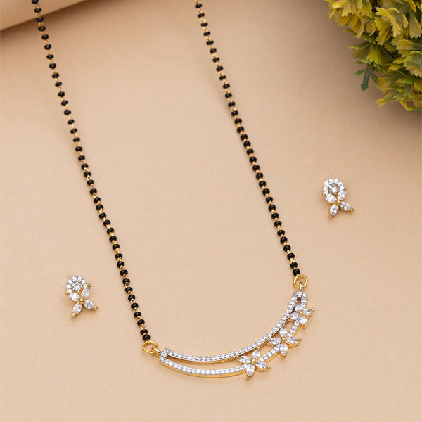 Cubic Zirconia Classic Mangalsutra With 2 Tone Rhodium Plating 432319