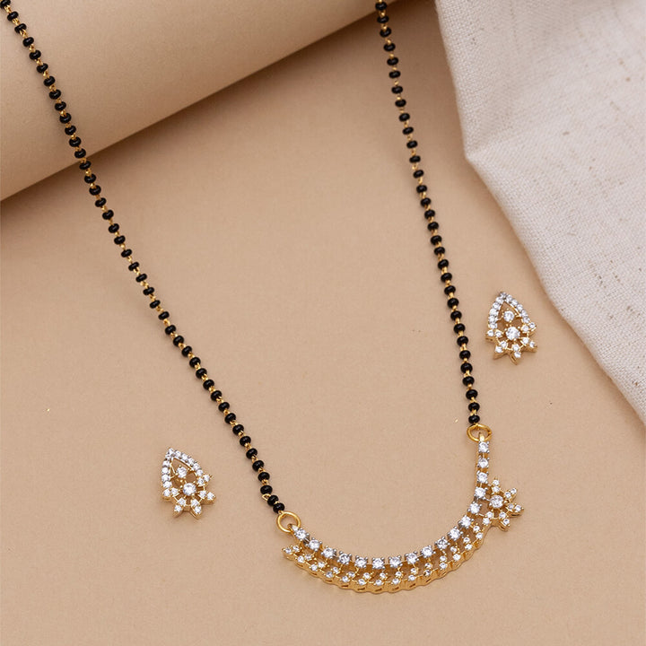 Cubic Zirconia Classic Mangalsutra With 2 Tone Rhodium Plating 432391