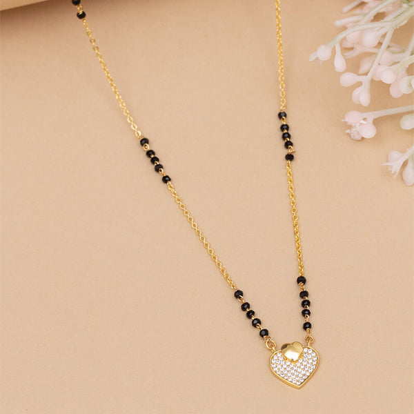 Cubic Zirconia Classic Mangalsutra With Gold Plating 432505