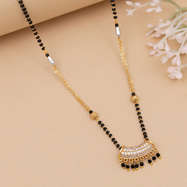 Cubic Zirconia Classic Mangalsutra With Gold Plating 432507