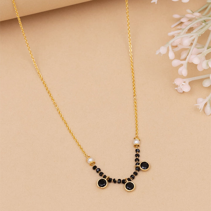 Cubic Zirconia Delicate Mangalsutra With Gold Plating 432512