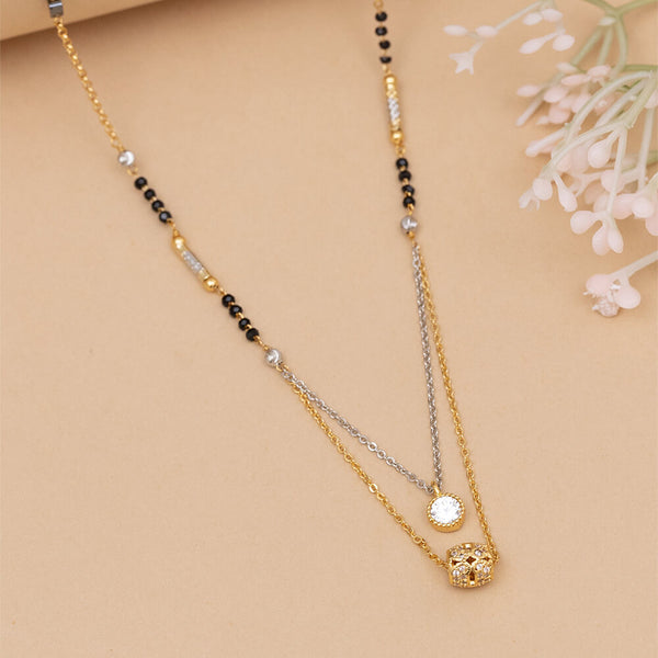 432519 Cubic Zirconia Dokiya Mangalsutra With Gold Plating