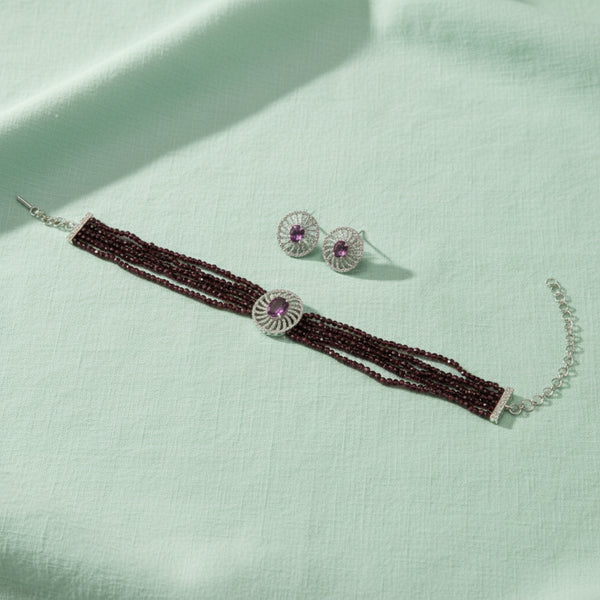 432530 Cubic Zirconia Classic mala necklace With Rhodium Plating