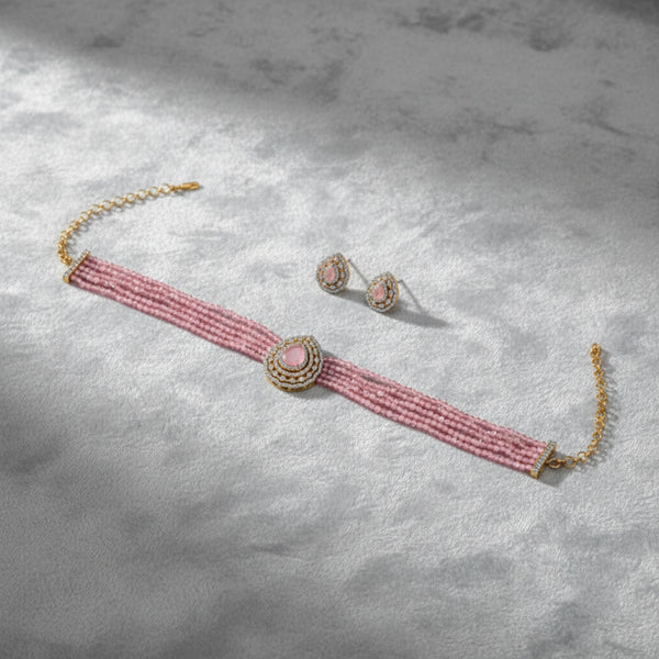 432532 Cubic Zirconia Classic mala necklace With 2 Tone Plating