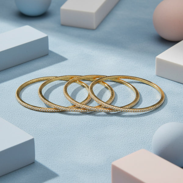 432588 Cubic Zirconia Classic Bangles With Gold Plating