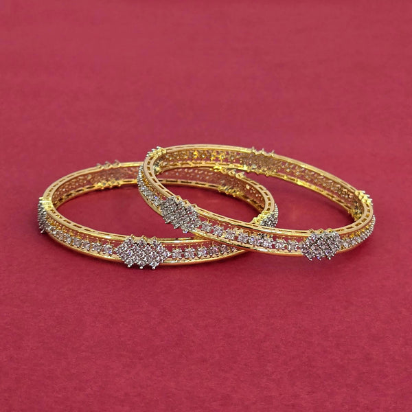 432622 Cubic Zirconia Classic Bangles With 2 Tone Plating