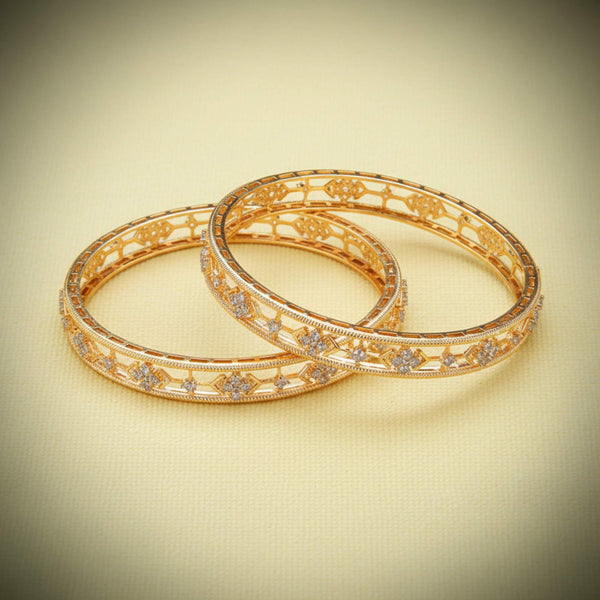 432645 Cubic Zirconia Classic Bangles With 2 Tone Mehndi Plating