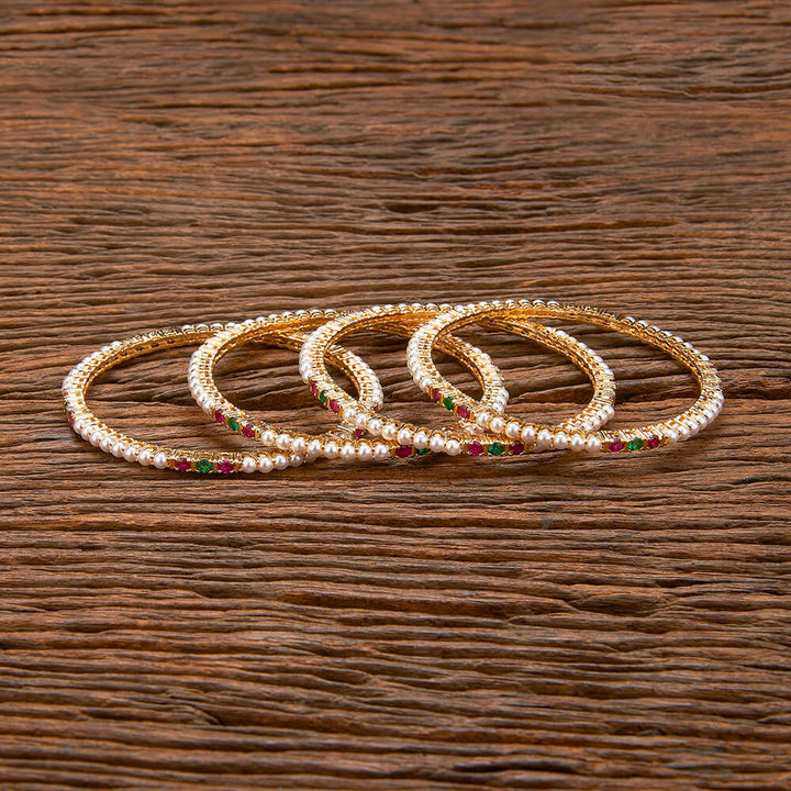 Cz Moti Bangles With Gold Plating 432730