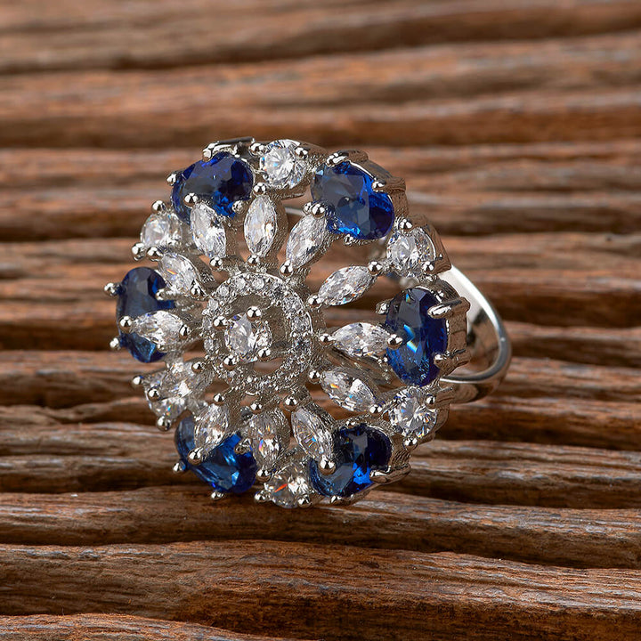 Cz Adjustable Ring With Rhodium Plating 432744