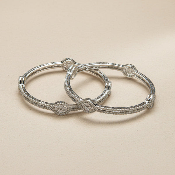 432779 Cz Classic Bangles With 2 Tone Rhodium Plating