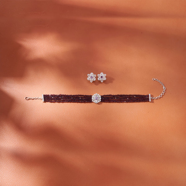 432783 Cz Bandhai Necklace With Rhodium Plating