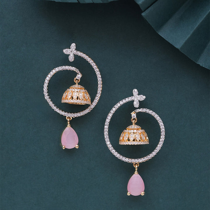 Cz Classic Jhumki With 2 Tone Plating 432803