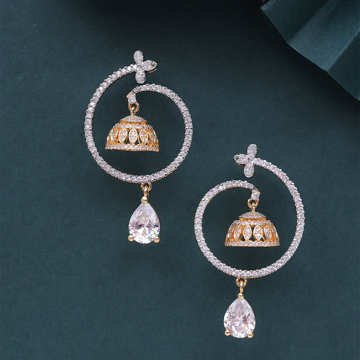 Cz Classic Jhumki With 2 Tone Plating 432803