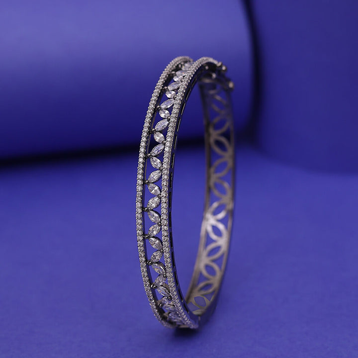 Cubic Zirconia Classic Kada With 2 Tone Rhodium Black Plating 432893