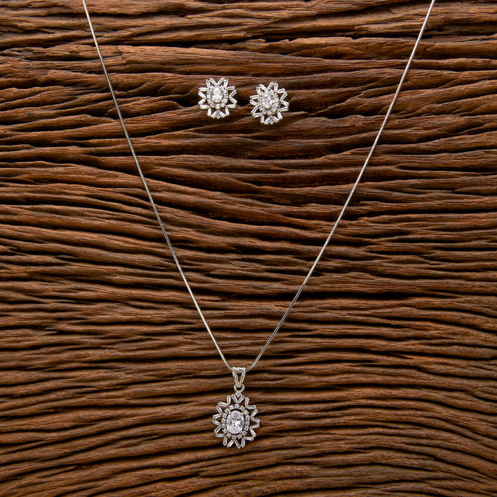 Cz Classic Pendant Set With Rhodium Plating 432962