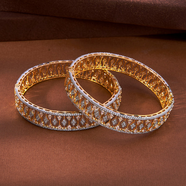 Cubic Zirconia Openable Bangles With 2 Tone Rhodium Plating 432991