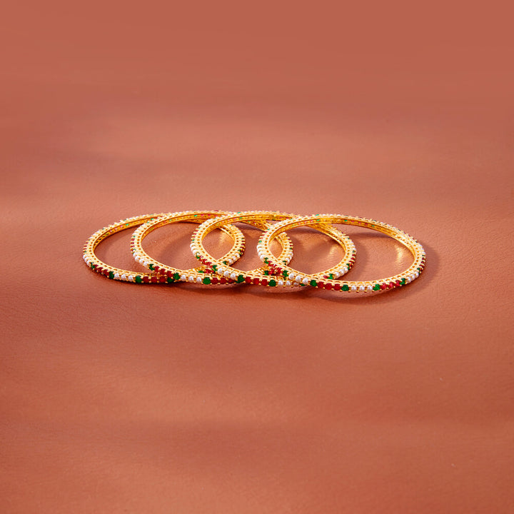 Cz Moti Bangles With Gold Plating 433027