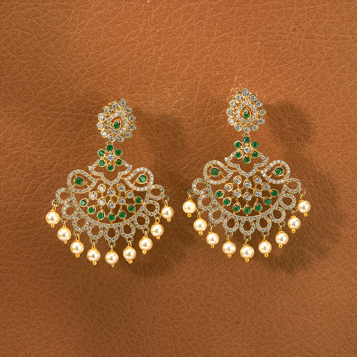 Cz South Indian Earring With Gold Plating 433032