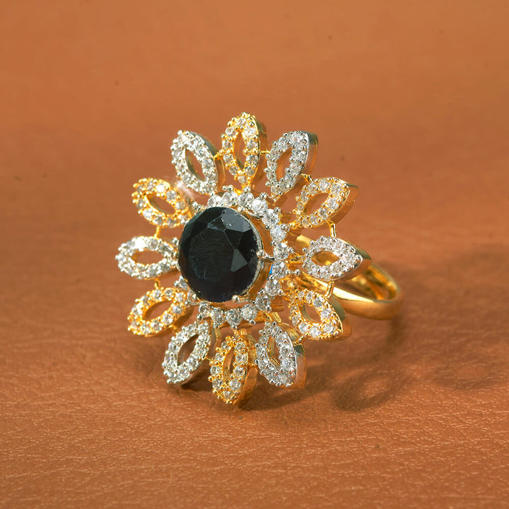 Cz Adjustable Ring With 2 Tone Plating 433040