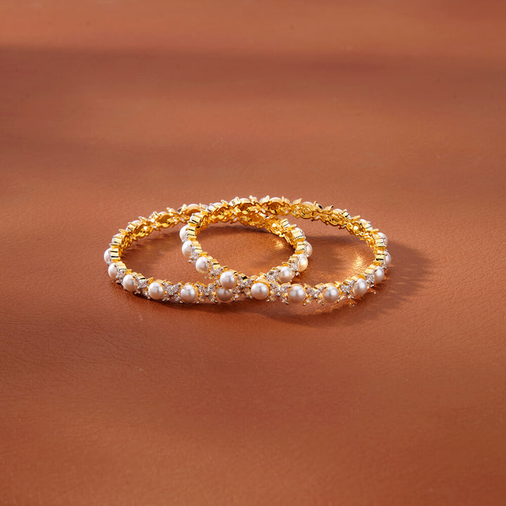 Cz Moti Bangles With 2 Tone Plating 433056