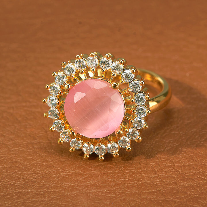 Cz Adjustable Ring With Gold Plating 433090