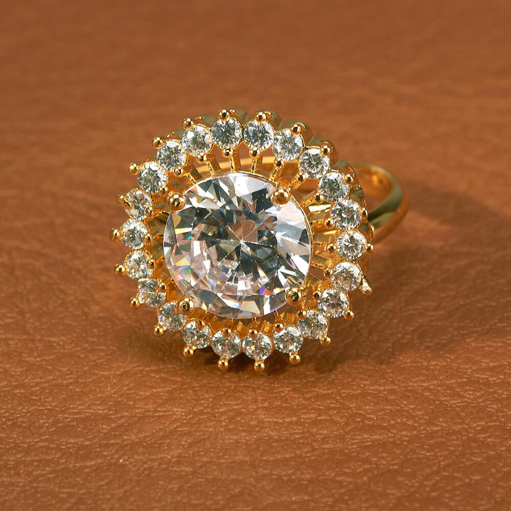 Cz Adjustable Ring With Gold Plating 433090