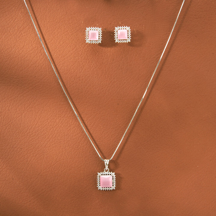 Cz Classic Pendant Set With Rhodium Plating 433093