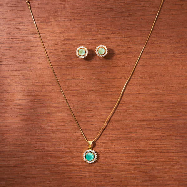 433095 Cz Classic Pendant Set With Gold Plating