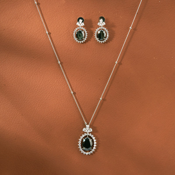 Cz Classic Pendant Set With Rhodium Plating 433097