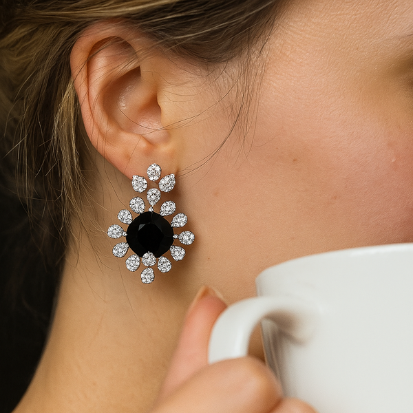 433108 Cz Classic Earring With Rhodium Plating