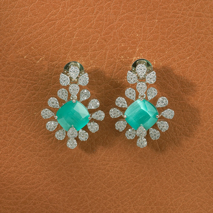 Cz Classic Earring With Rhodium Plating 433108